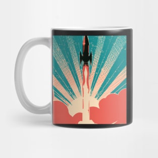 Retro Rocket taking off Mug